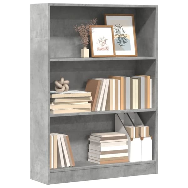 vidaXL Kirjahylly betoninharmaa 80x24x109 cm tekninen puu