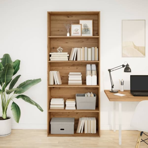 vidaXL bogreol 80x30x189 cm konstrueret træ egetræslook