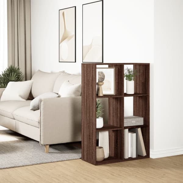 vidaXL bogreol/rumdeler 69,5x29x103,5 cm konstrueret træ brun egetræ