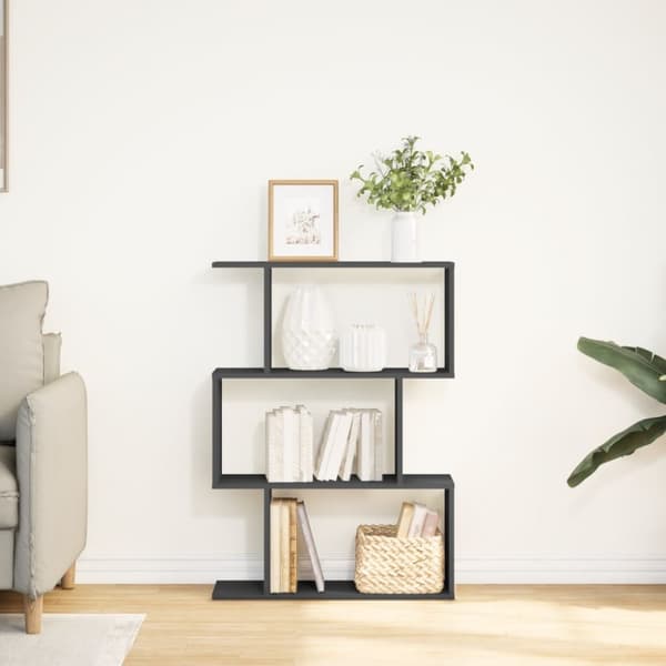 vidaXL Romdeler bokhylle 3 etasjer svart 70x24x97 cm konstruert tre