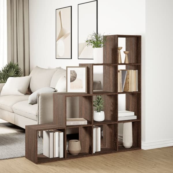 vidaXL bogreol/rumdeler 131,5x29x131,5 cm konstrueret træ brun eg