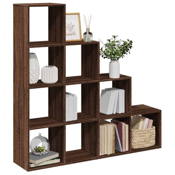 vidaXL bogreol/rumdeler 131,5x29x131,5 cm konstrueret træ brun eg