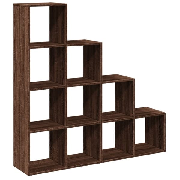 vidaXL bogreol/rumdeler 131,5x29x131,5 cm konstrueret træ brun eg