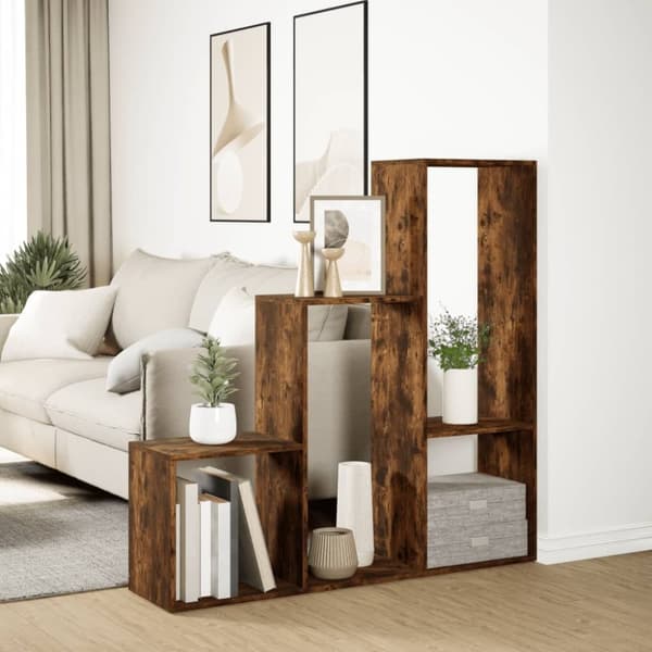 vidaXL bogreol/rumdeler 123x29x123 cm konstrueret træ røget eg