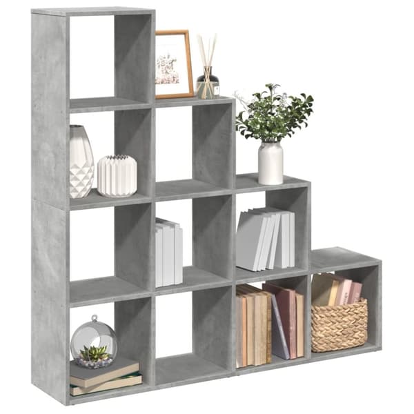 vidaXL bogreol/rumdeler 131,5x29x131,5 cm konstrueret træ betongrå