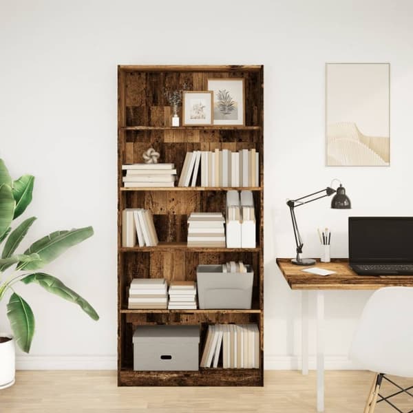 vidaXL bogreol 80x24x176 cm konstrueret træ antikt træ