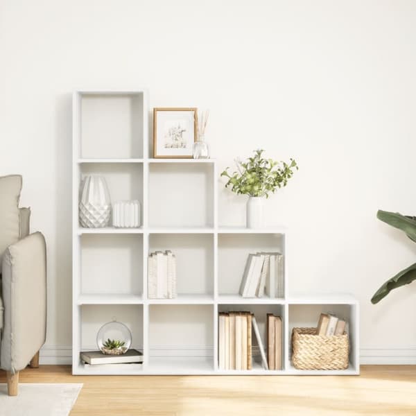vidaXL bogreol/rumdeler 131,5x29x131,5 cm konstrueret træ hvid