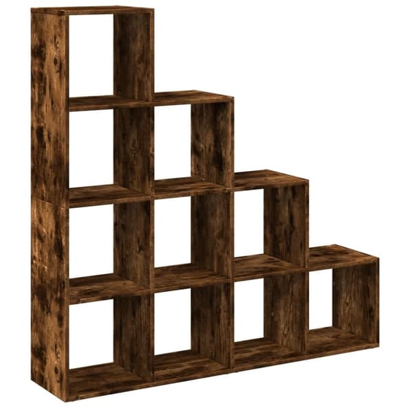 vidaXL Bokhylle 4 etasjer røkt eik 131,5x29x131,5 cm konstruert tre