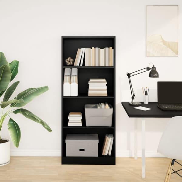 vidaXL Kirjahylly musta 60x24x143 cm tekninen puu