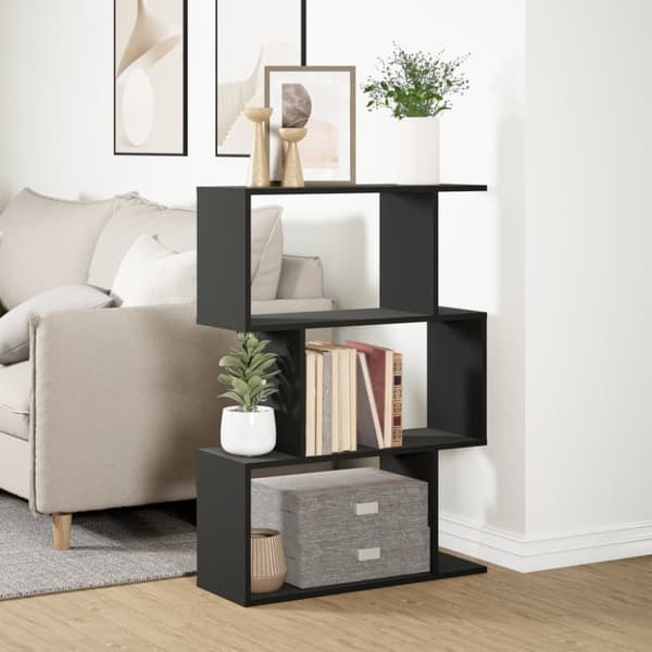 vidaXL bogreol/rumdeler 70x24x97 cm 3 niveauer konstrueret træ sort