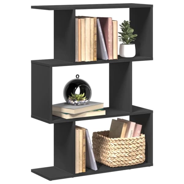 vidaXL bogreol/rumdeler 70x24x97 cm 3 niveauer konstrueret træ sort