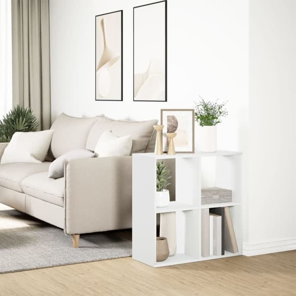vidaXL Romdeler bokhylle hvit 69,5x29x69,5 cm konstruert tre
