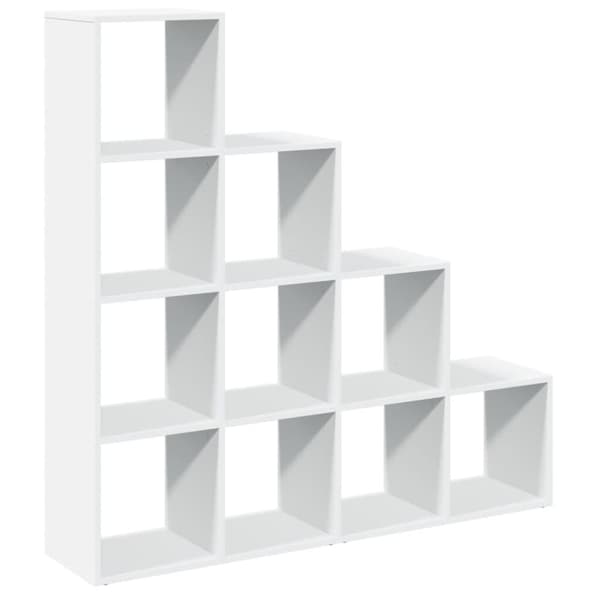 vidaXL Bokhylle 4 etasjer hvit 131,5x29x131,5 cm konstruert tre