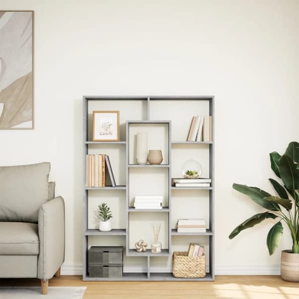 vidaXL Bokhylle betonggrå 102x29x143 cm konstruert tre