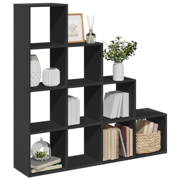 vidaXL bogreol/rumdeler 131,5x29x131,5 cm konstrueret træ sort