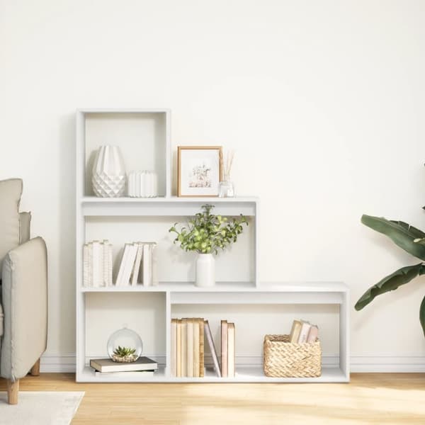 vidaXL Romdeler bokhylle 3 etasjer hvit 123x29x123 cm konstruert tre