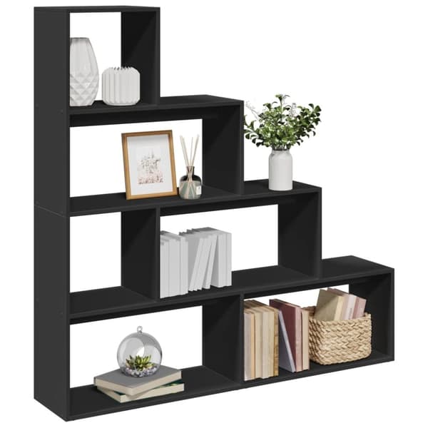 vidaXL bogreol/rumdeler 143,5x29x143,5 cm konstrueret træ sort