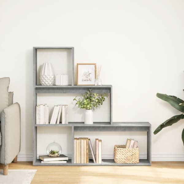 vidaXL bogreol/rumdeler 123x29x123 cm konstrueret træ betongrå