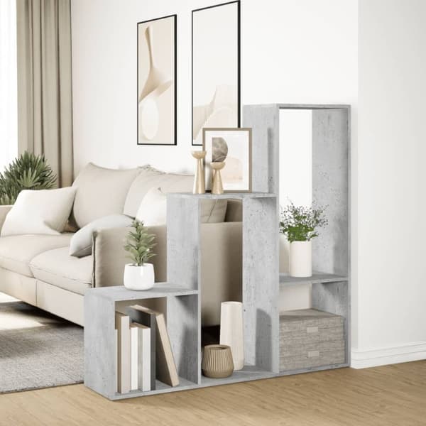 vidaXL bogreol/rumdeler 123x29x123 cm konstrueret træ betongrå