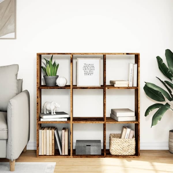 vidaXL Huoneenjakaja/kirjahylly vanha puu 102x29x103,5 cm tekninen puu