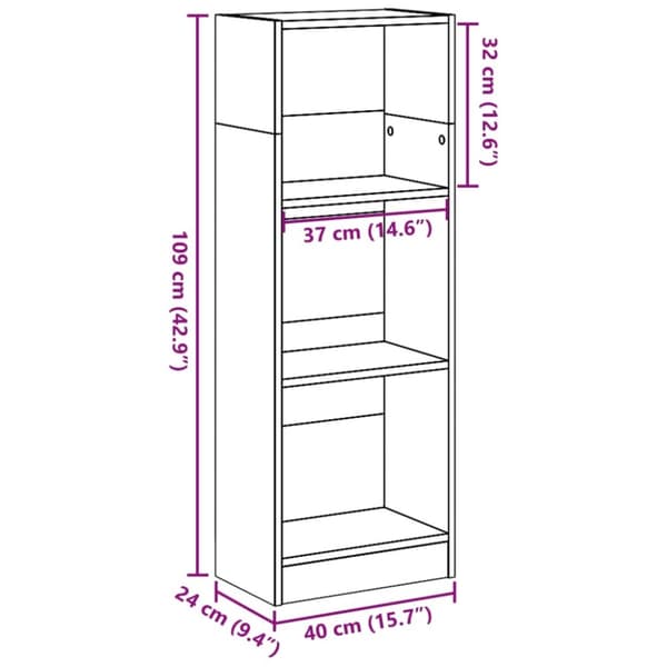 vidaXL bogreol 40x24x109 cm konstrueret træ sonoma-eg