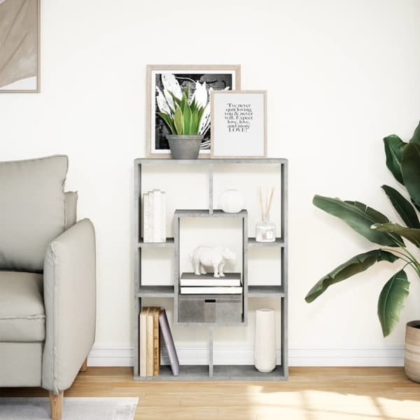 vidaXL Bokhylle betonggrå 63x20x90 cm konstruert tre