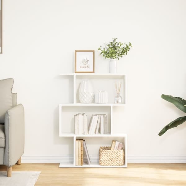 vidaXL Romdeler bokhylle 3 etasjer hvit 70x24x97 cm konstruert tre