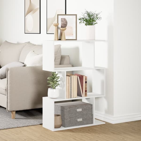 vidaXL Romdeler bokhylle 3 etasjer hvit 70x24x97 cm konstruert tre
