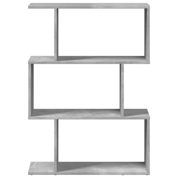 vidaXL Romdeler bokhylle 3 lag betonggrå 70x24x97 cm konstruert tre