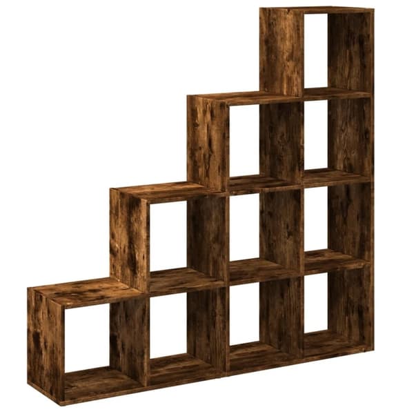 vidaXL bogreol/rumdeler 131,5x29x131,5 cm konstrueret træ røget eg