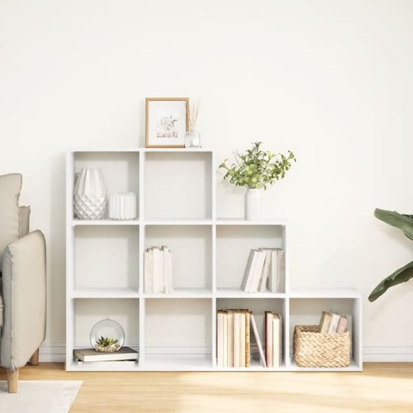 vidaXL Bokhylle 3 etasjer hvit 137,5x29x103,5 cm konstruert tre