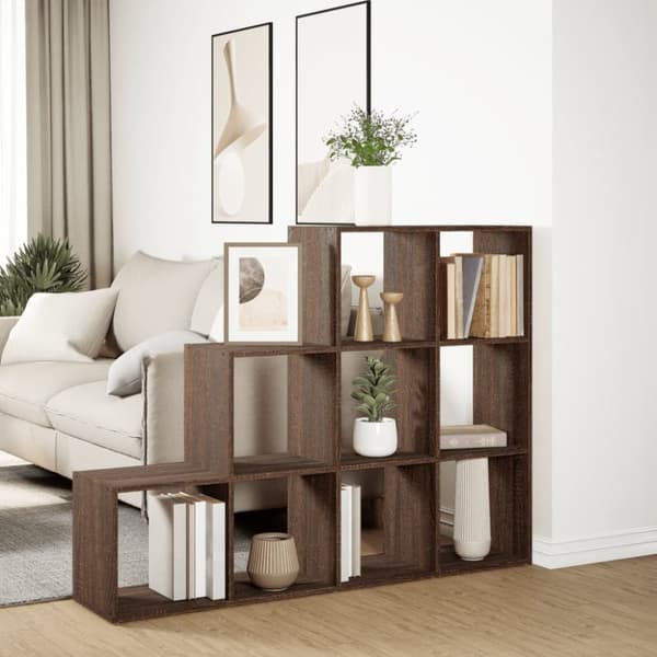 vidaXL bogreol/rumdeler 137,5x29x103,5 cm konstrueret træ brun eg