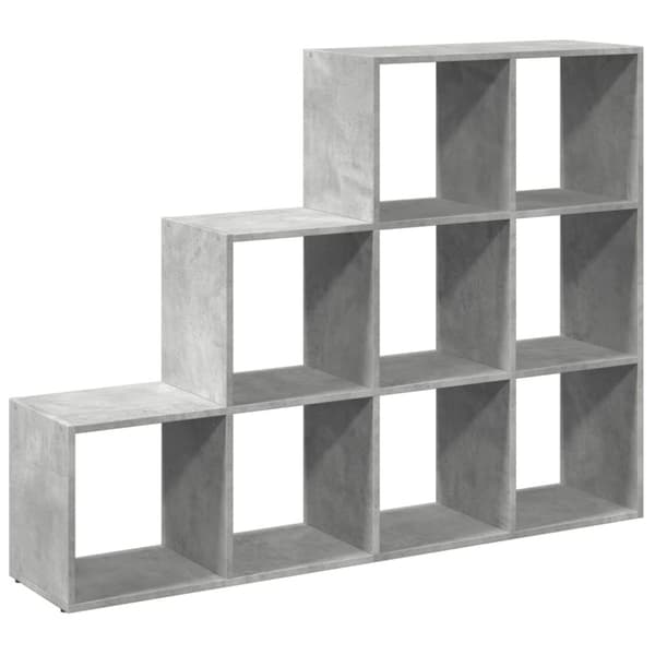 vidaXL Bokhylle 3 etasjer betonggrå 137,5x29x103,5 cm konstruert tre