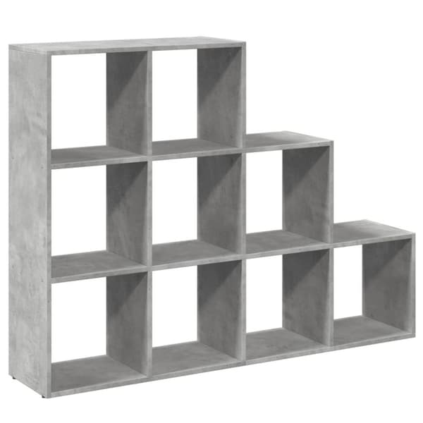 vidaXL Bokhylle 3 etasjer betonggrå 137,5x29x103,5 cm konstruert tre
