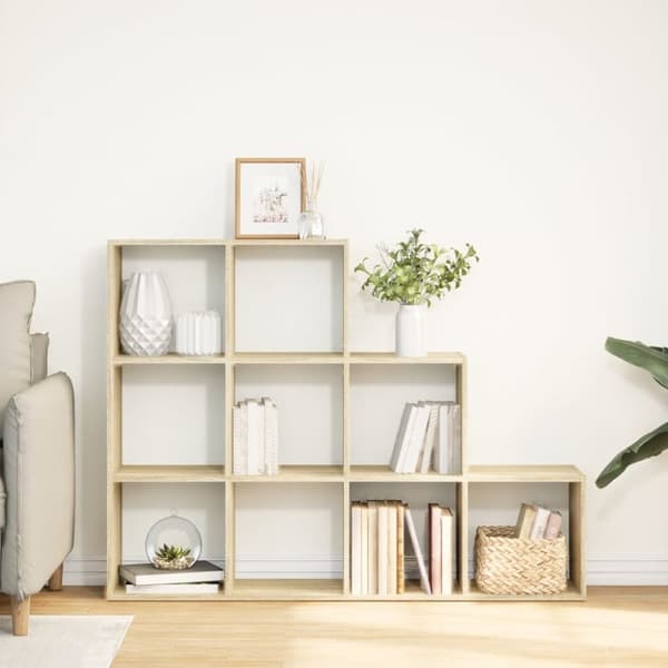 vidaXL Bokhylle 3 etasjer sonoma eik 137,5x29x103,5 cm konstruert tre