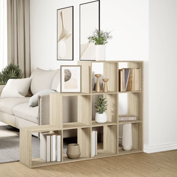 vidaXL Bokhylle 3 etasjer sonoma eik 137,5x29x103,5 cm konstruert tre