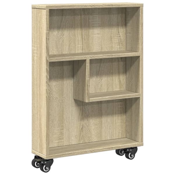 vidaXL Smal oppbevaringsvogn sonoma eik 48x13x68 cm konstruert tre