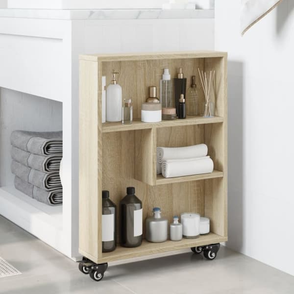vidaXL Smal oppbevaringsvogn sonoma eik 48x13x68 cm konstruert tre