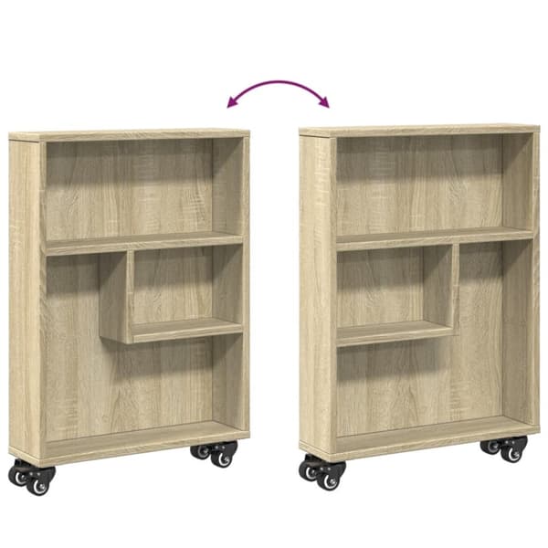 vidaXL Smal oppbevaringsvogn sonoma eik 48x13x68 cm konstruert tre