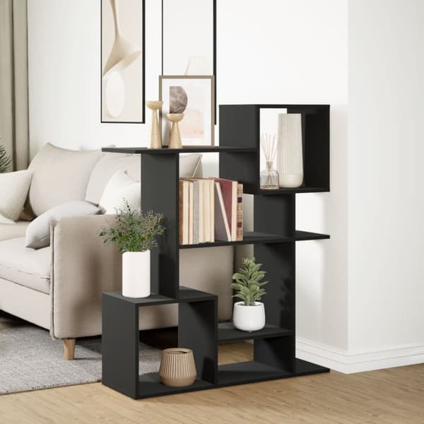 vidaXL Romdeler bokhylle svart 92x29x112 cm konstruert tre