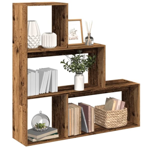 vidaXL bogreol/rumdeler 123x29x123 cm 3 niveauer konstrueret træ