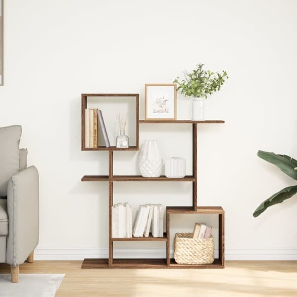 vidaXL bogreol/rumdeler 92x29x112 cm konstrueret træ brun egetræ