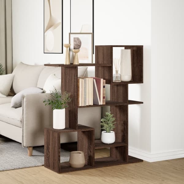vidaXL bogreol/rumdeler 92x29x112 cm konstrueret træ brun egetræ