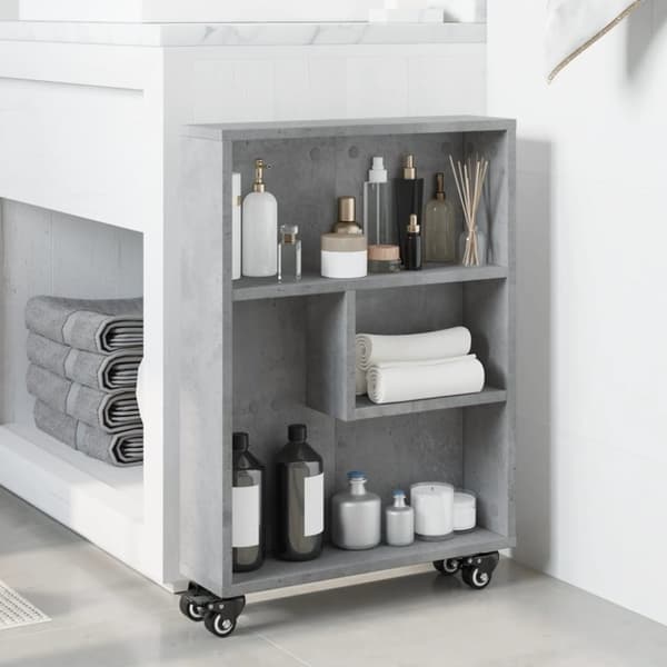 vidaXL Smal oppbevaringsvogn betonggrå 48x13x68 cm konstruert tre
