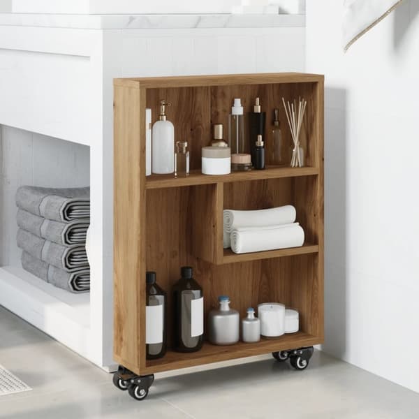 vidaXL Smal förvaringsvagn ek 48x13x68 cm konstruerat trä