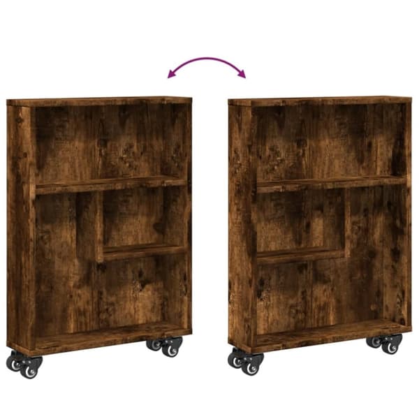 vidaXL Smal förvaringsvagn rökfärgad ek 48x13x68 cm konstruerat trä