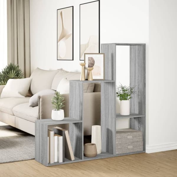 vidaXL bogreol/rumdeler 123x29x123 cm 3 niveauer konstrueret træ