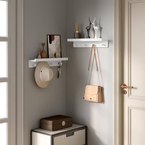 Rootz barokstil væghyldesæt - Hvid flydende hylde - Vægmonterede hylder - MDF - Opbevaring og display - 51 cm x 12 cm x 10 cm