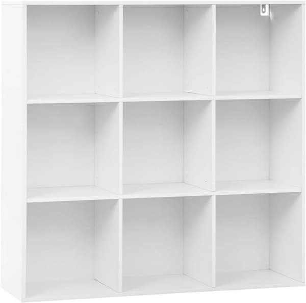 Rootz-kirjahylly - Valkoinen/vaalea tammi - 3-kerroksinen hyllytaso - Kuutiovarasto - Tilava ja kestävä - 94 cm x 93 cm x 29,5 cm