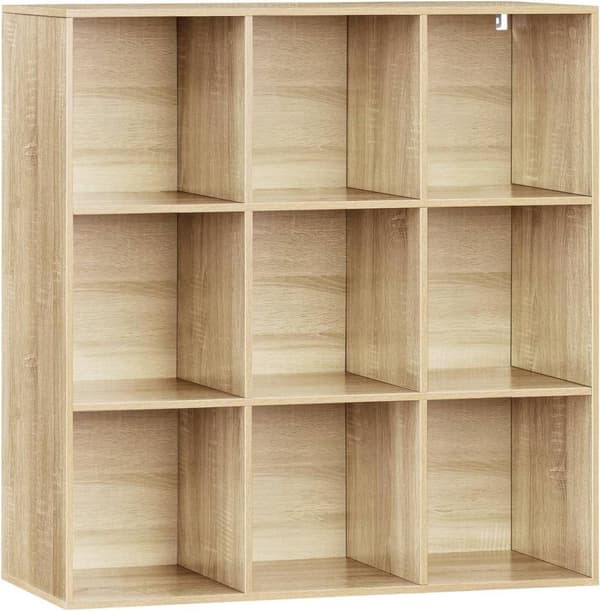 Rootz-kirjahyllykuution säilytysyksikkö - Valkoinen/vaalea tammi - 9 kuutiota - E1-puumateriaali - Tilaa säästävä - Vakaa - 94 x 93 x 29,5 cm